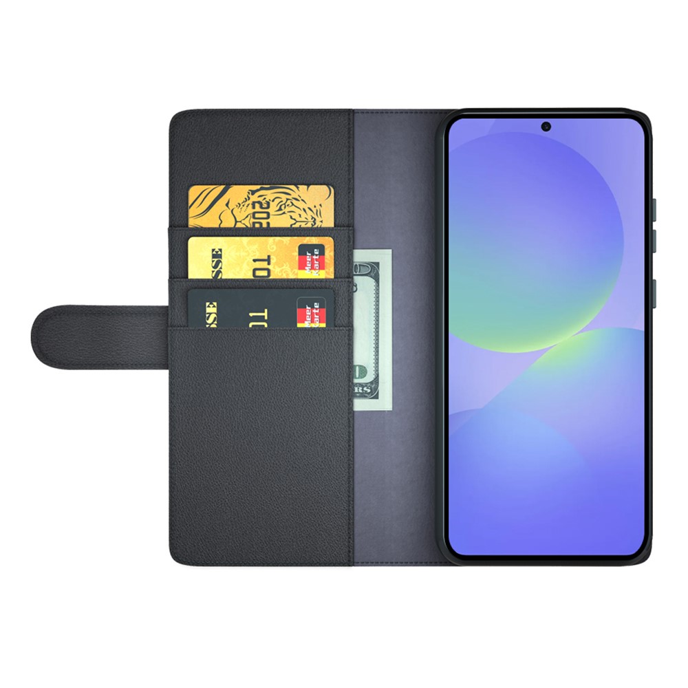  Samsung Galaxy A37 5G Fodral Premium Äkta Läder Svart - Teknikhallen.se