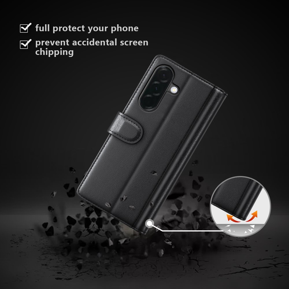  Samsung Galaxy A37 5G Fodral Premium Äkta Läder Svart - Teknikhallen.se