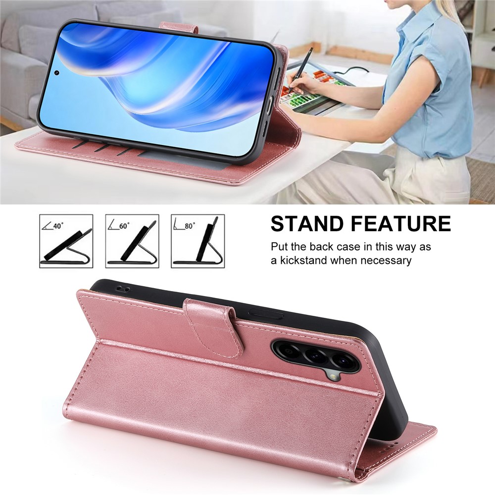  Samsung Galaxy A37 5G Fodral Läder Roséguld - Teknikhallen.se