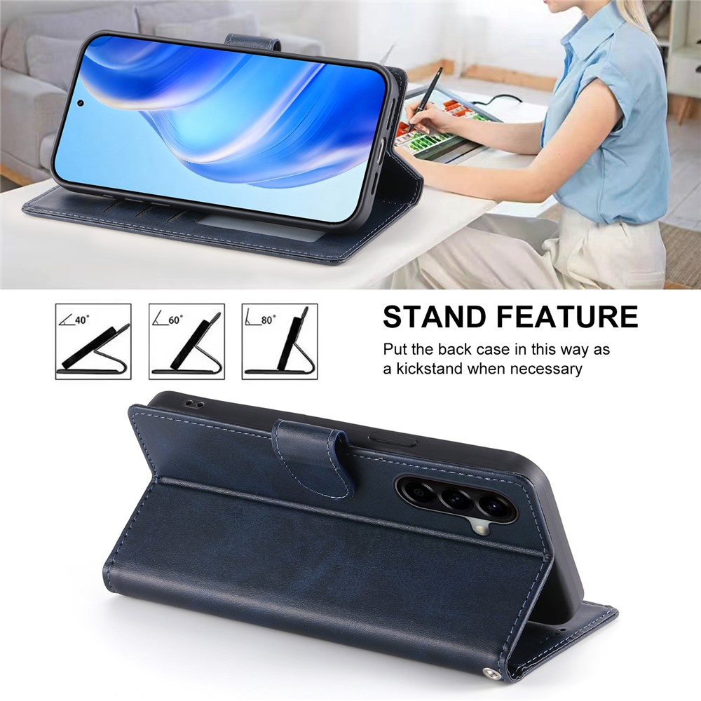  Samsung Galaxy A37 5G Fodral Läder Blå - Teknikhallen.se