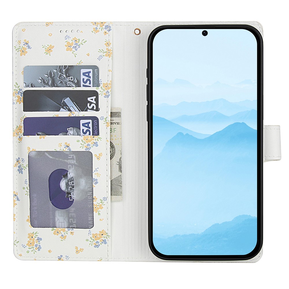  Samsung Galaxy A57 5G Fodral Rhombus Läder Blommor Vit - Teknikhallen.se