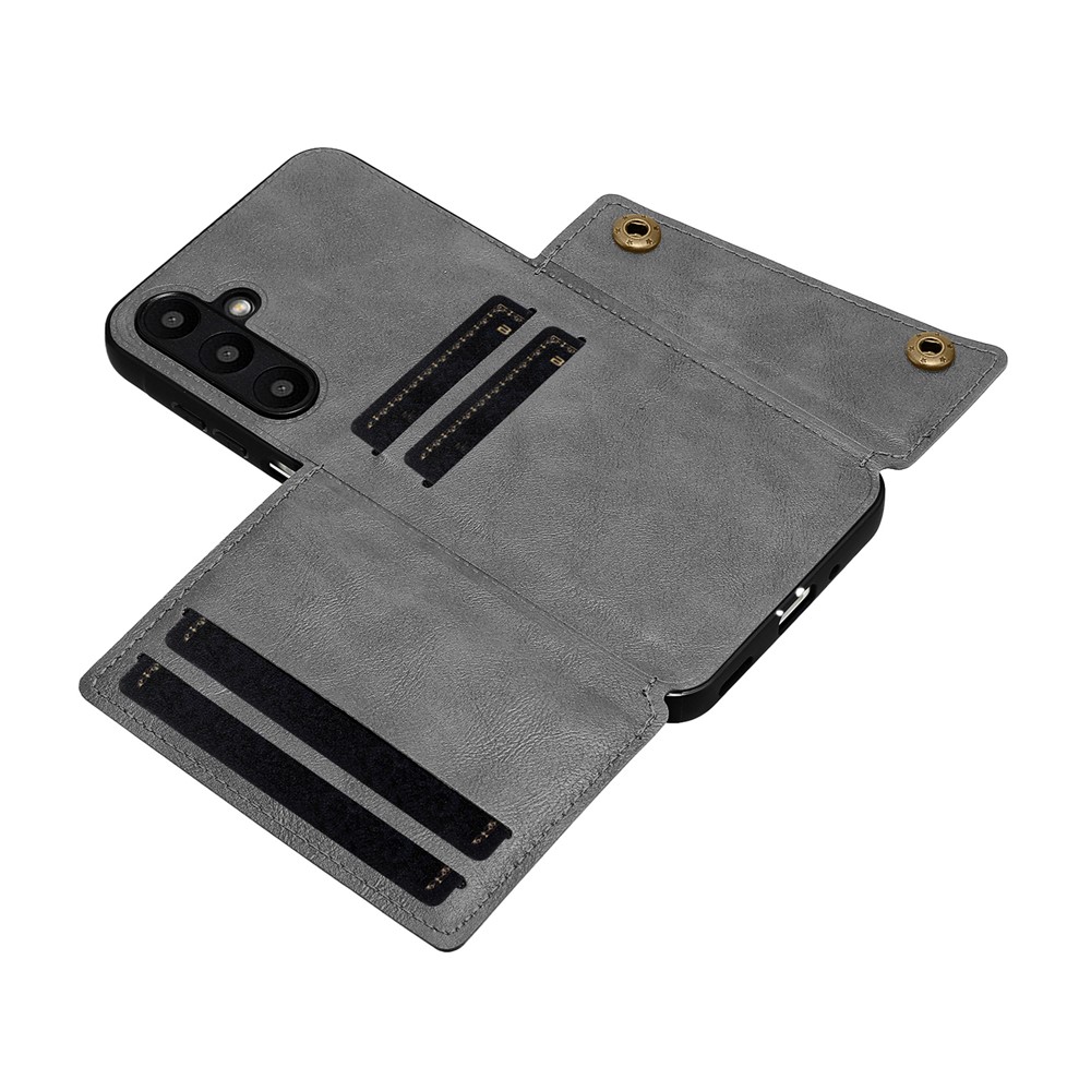  Samsung Galaxy A37 5G Skal Läder Med Kortfack Och Magnet Grå - Teknikhallen.se