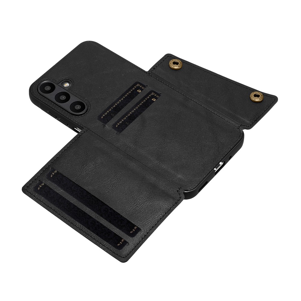  Samsung Galaxy A37 5G Skal Läder Med Kortfack Och Magnet Svart - Teknikhallen.se