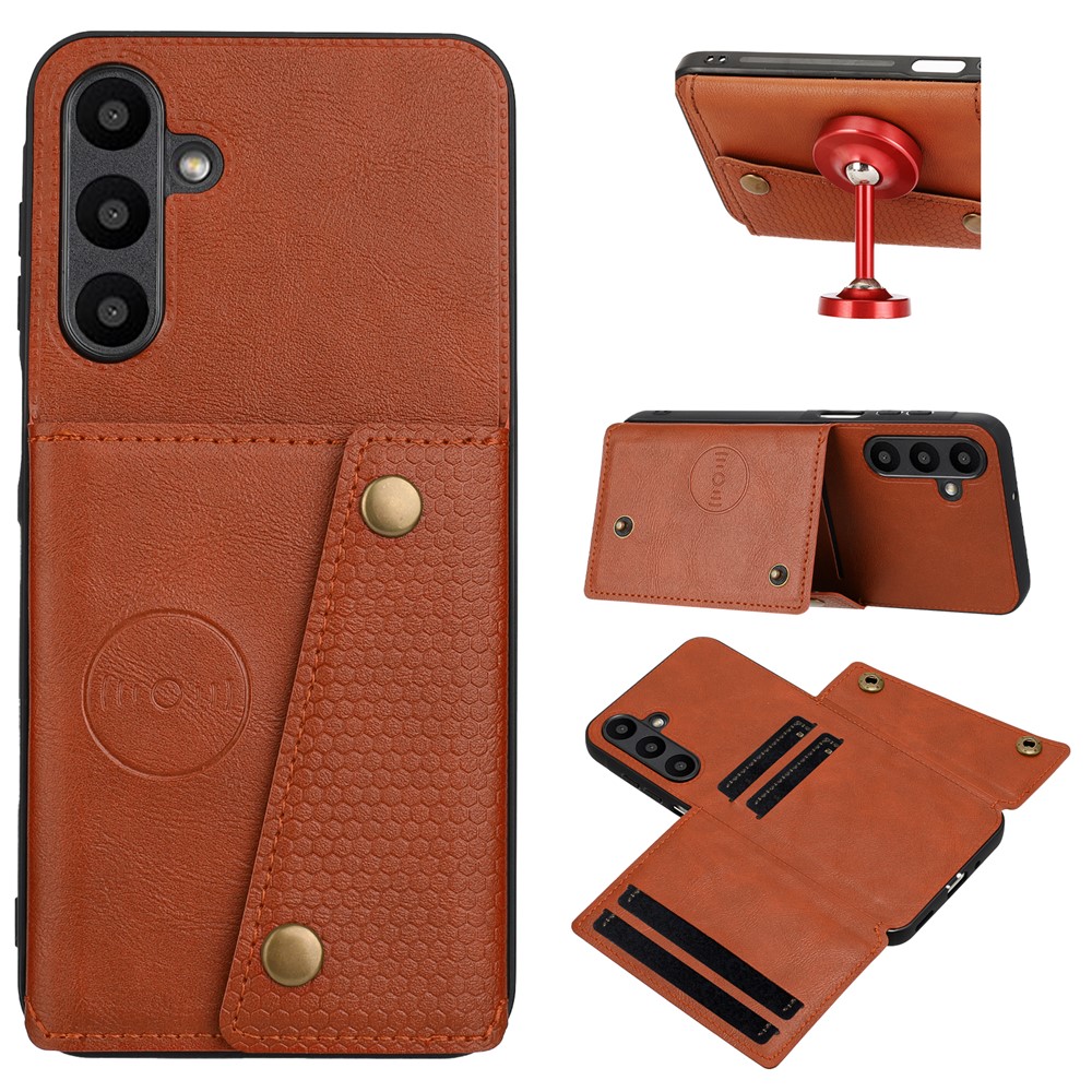  Samsung Galaxy A37 5G Skal Läder Med Kortfack Och Magnet Brun - Teknikhallen.se