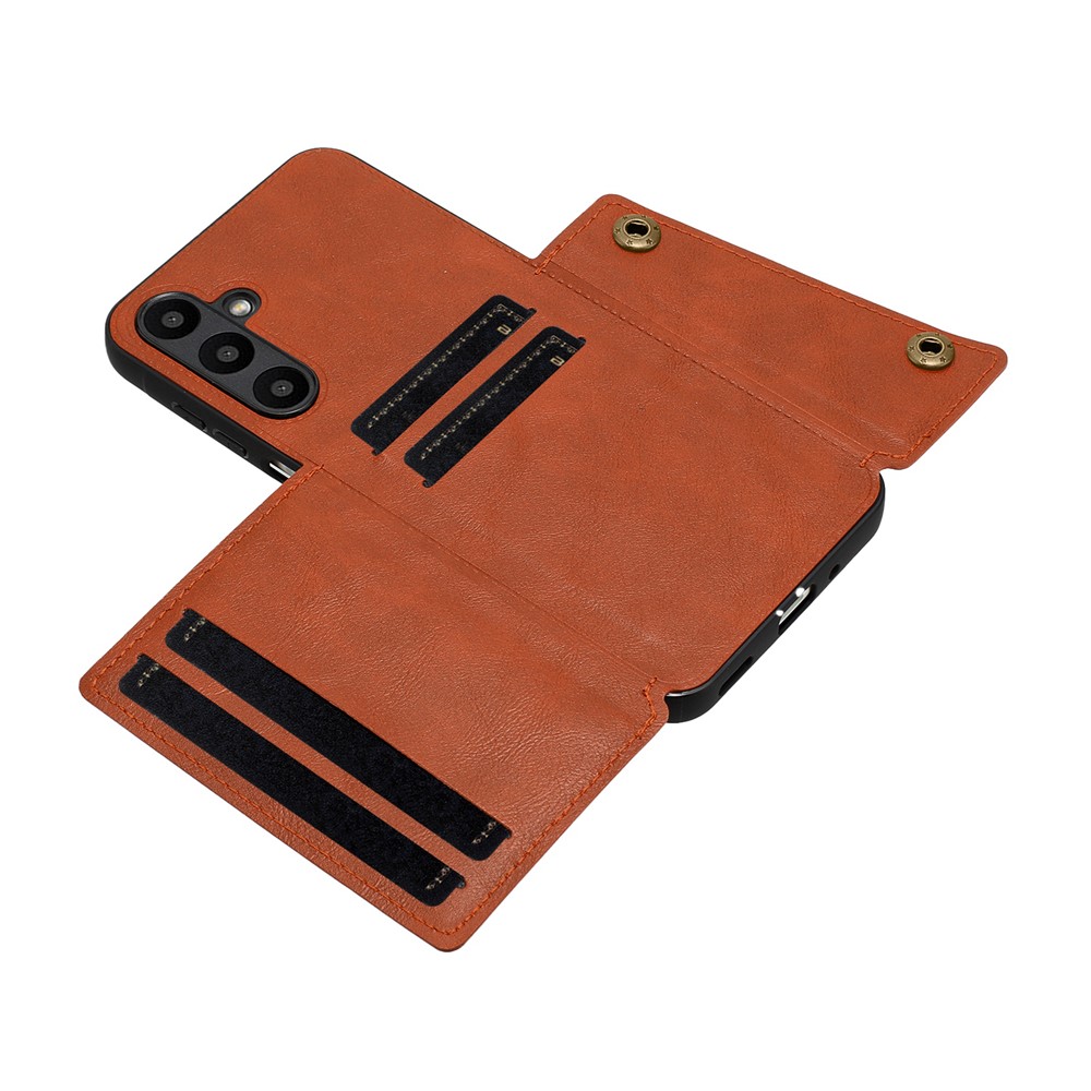  Samsung Galaxy A37 5G Skal Läder Med Kortfack Och Magnet Brun - Teknikhallen.se