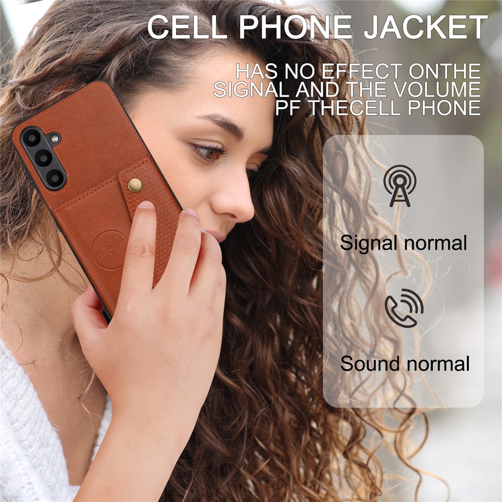  Samsung Galaxy A37 5G Skal Läder Med Kortfack Och Magnet Brun - Teknikhallen.se