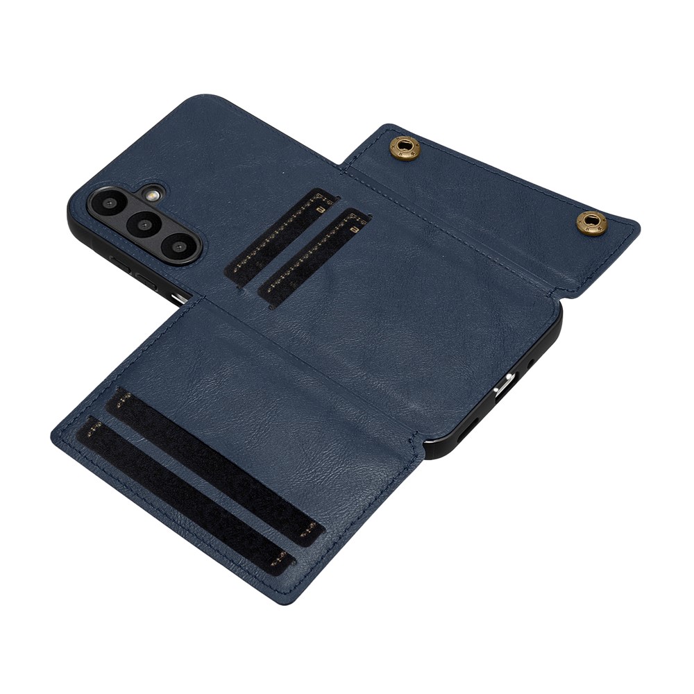  Samsung Galaxy A37 5G Skal Läder Med Kortfack Och Magnet Blå - Teknikhallen.se