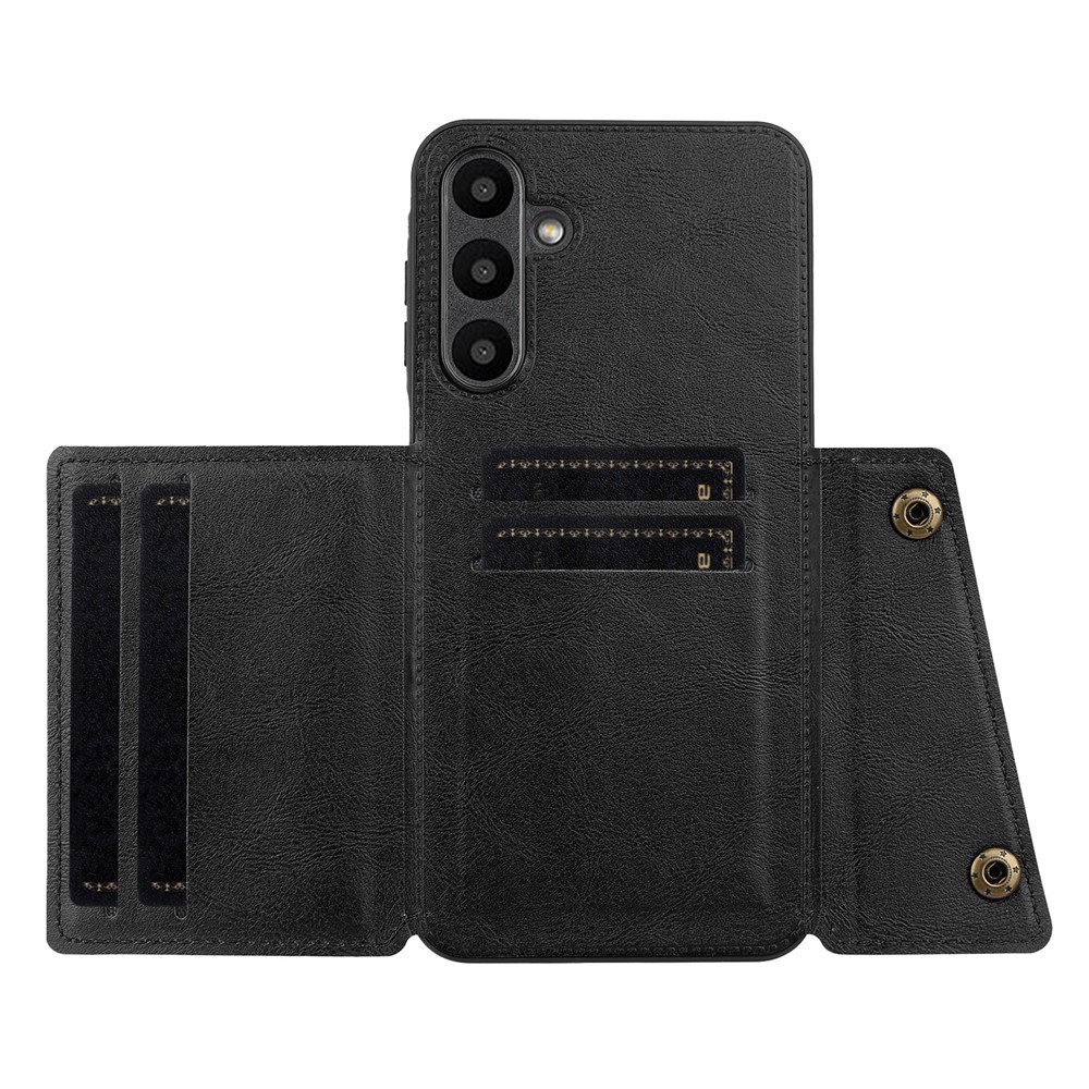  Samsung Galaxy A57 5G Skal Läder Med Kortfack Och Magnet Svart - Teknikhallen.se