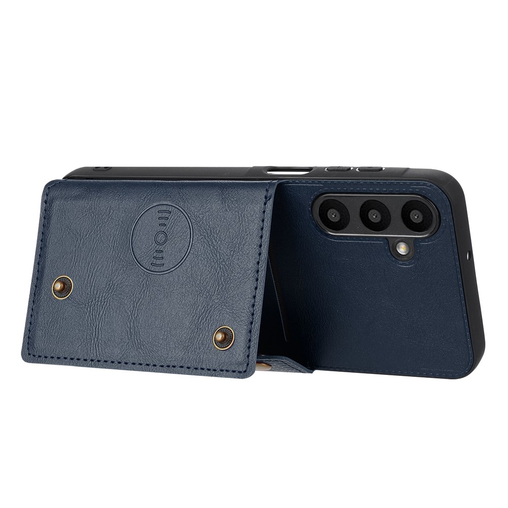  Samsung Galaxy A57 5G Skal Läder Med Kortfack Och Magnet Blå - Teknikhallen.se