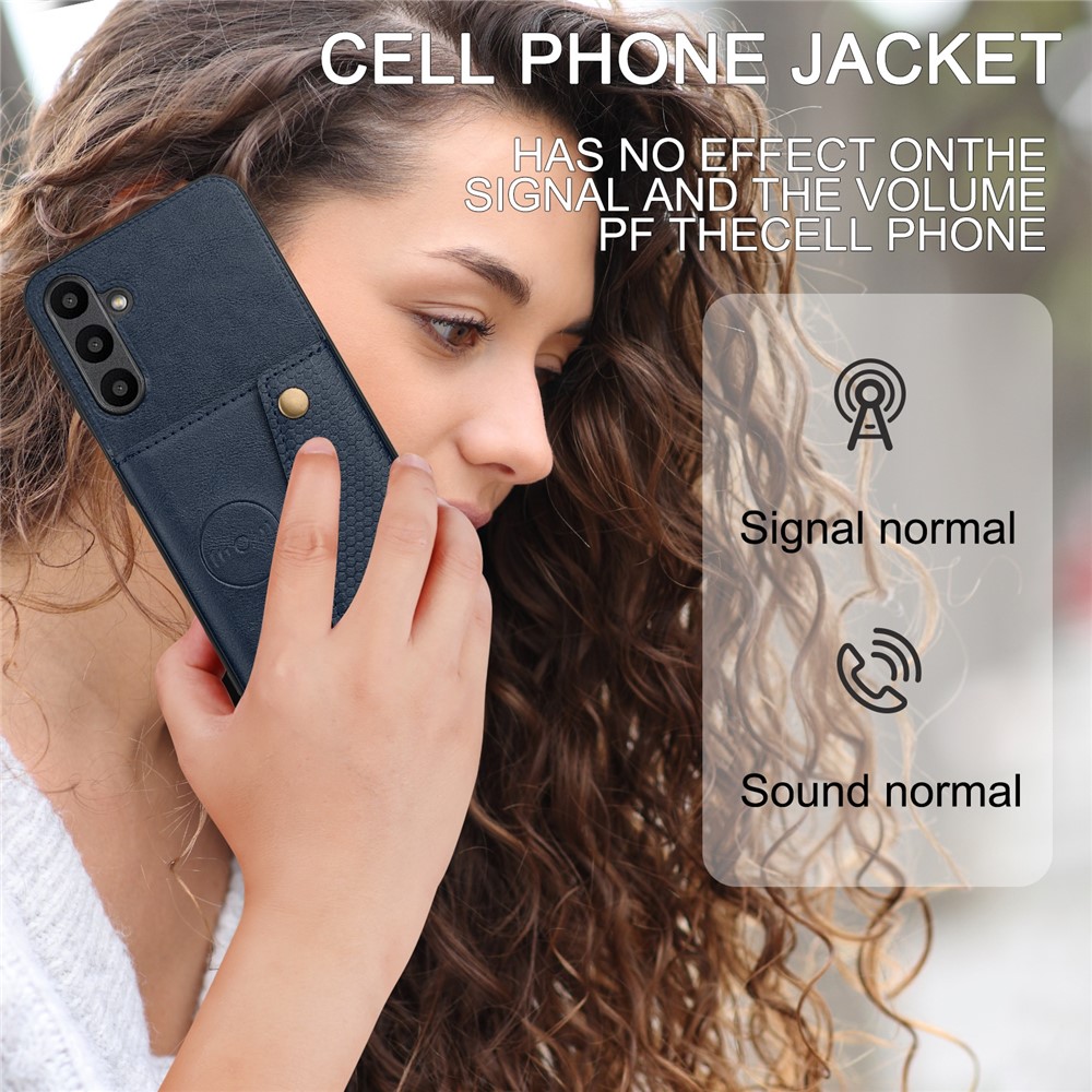  Samsung Galaxy A57 5G Skal Läder Med Kortfack Och Magnet Blå - Teknikhallen.se