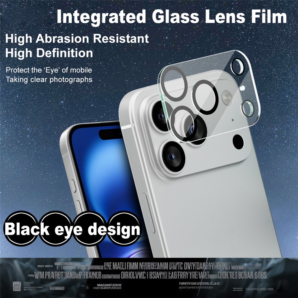 IMAK IMAK iPhone 17 Pro Max Linsskydd Black Rings Härdat Glas - Teknikhallen.se