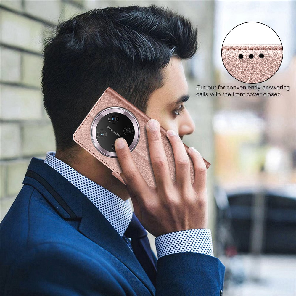 BINFEN BINFEN Honor Magic7 Lite Fodral RFID Läder Roséguld - Teknikhallen.se