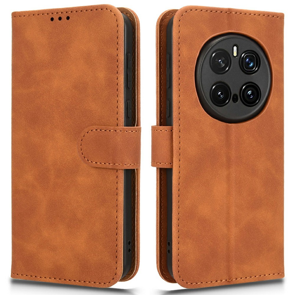  Honor Magic7 Pro Fodral Läder Skin Feel Brun - Teknikhallen.se