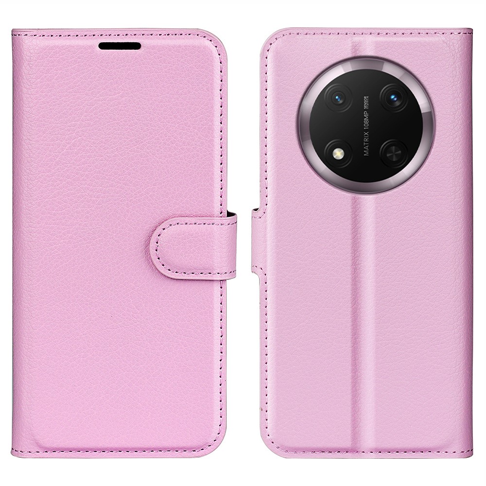  Honor Magic7 Lite Fodral Litchi Läder Ljus Rosa - Teknikhallen.se