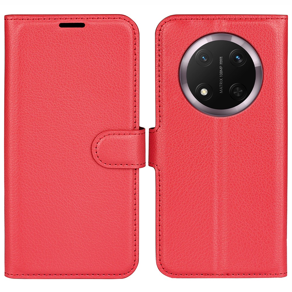  Honor Magic7 Lite Fodral Litchi Läder Röd - Teknikhallen.se