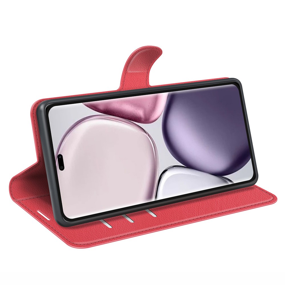  Honor Magic7 Lite Fodral Litchi Läder Röd - Teknikhallen.se