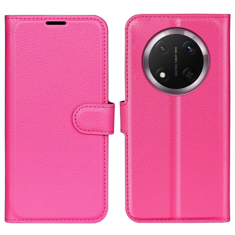  Honor Magic7 Lite Fodral Litchi Läder Rosa - Teknikhallen.se