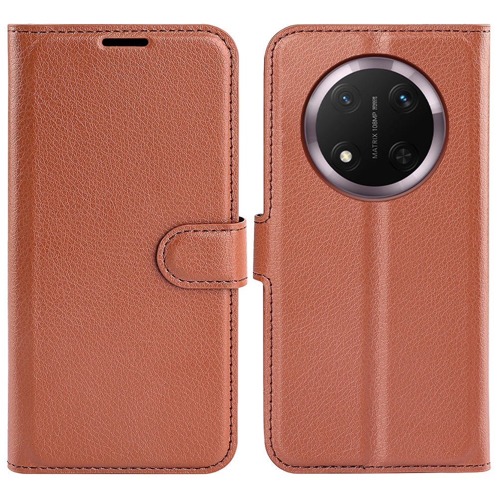  Honor Magic7 Lite Fodral Litchi Läder Brun - Teknikhallen.se