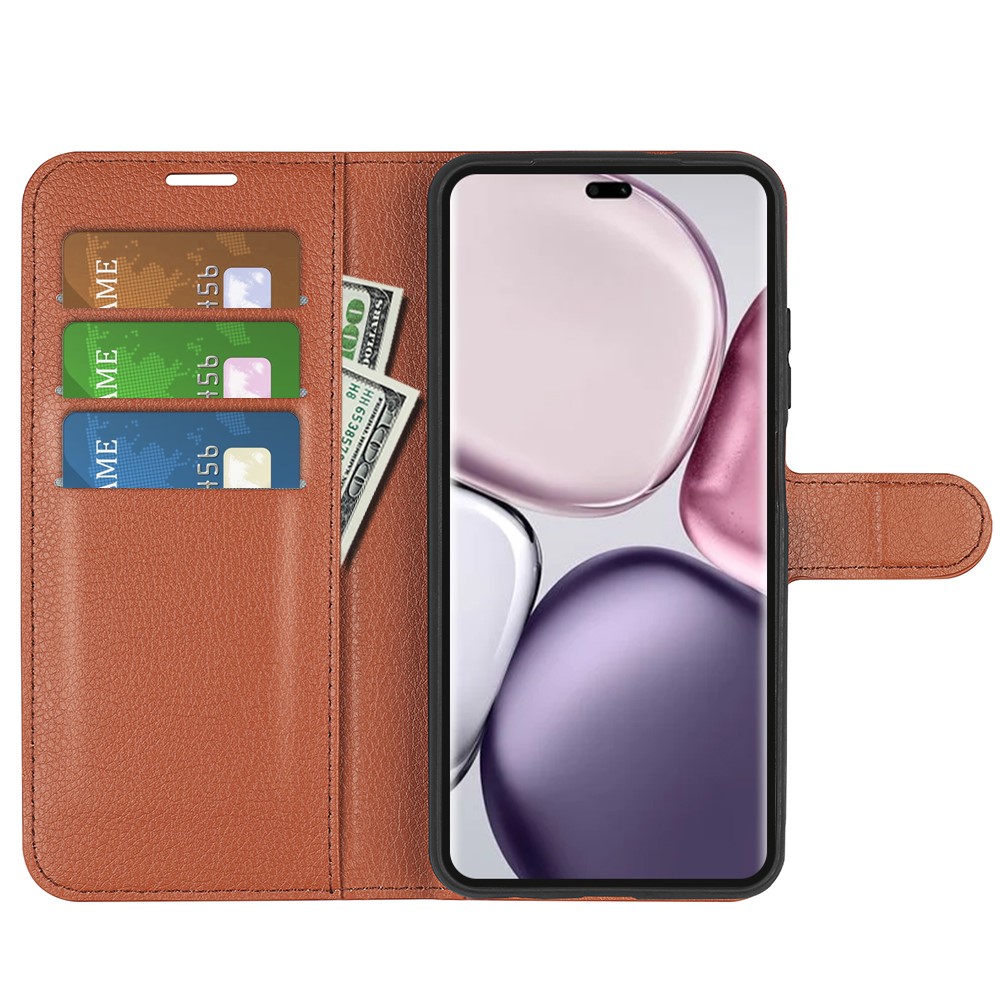  Honor Magic7 Lite Fodral Litchi Läder Brun - Teknikhallen.se