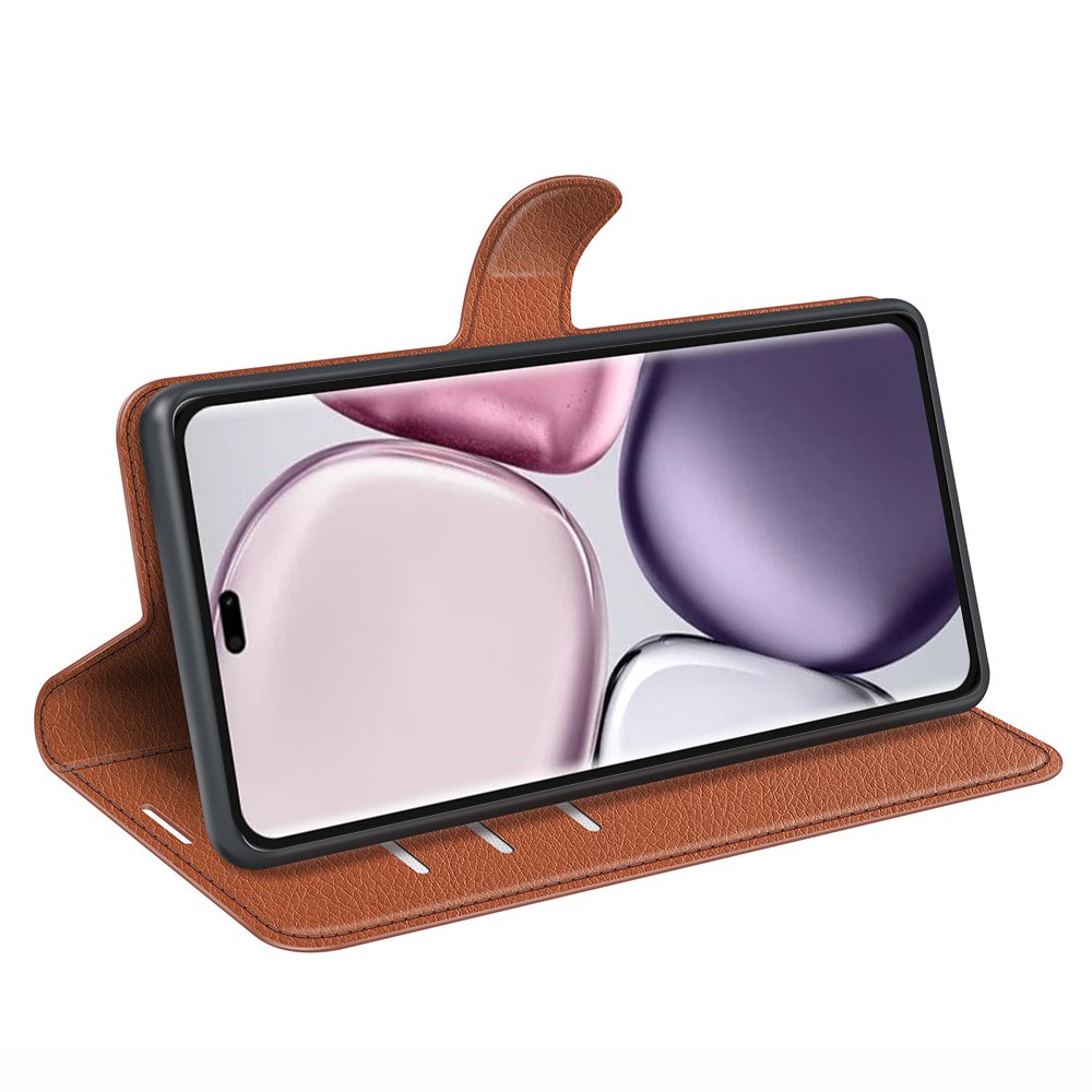  Honor Magic7 Lite Fodral Litchi Läder Brun - Teknikhallen.se