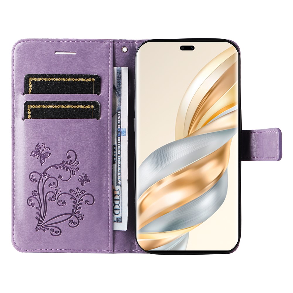  Honor Magic7 Lite Fodral Med Fjäril Tryck Lila - Teknikhallen.se