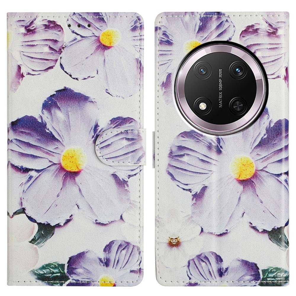  Honor Magic7 Lite Fodral Med Tryck Lila Blommor - Teknikhallen.se