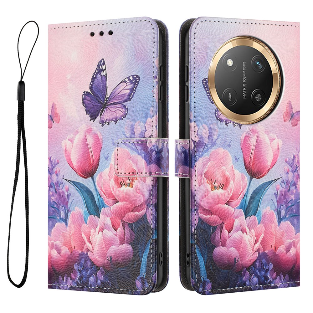  Honor Magic7 Lite Fodral Med Rosa Blommor - Teknikhallen.se