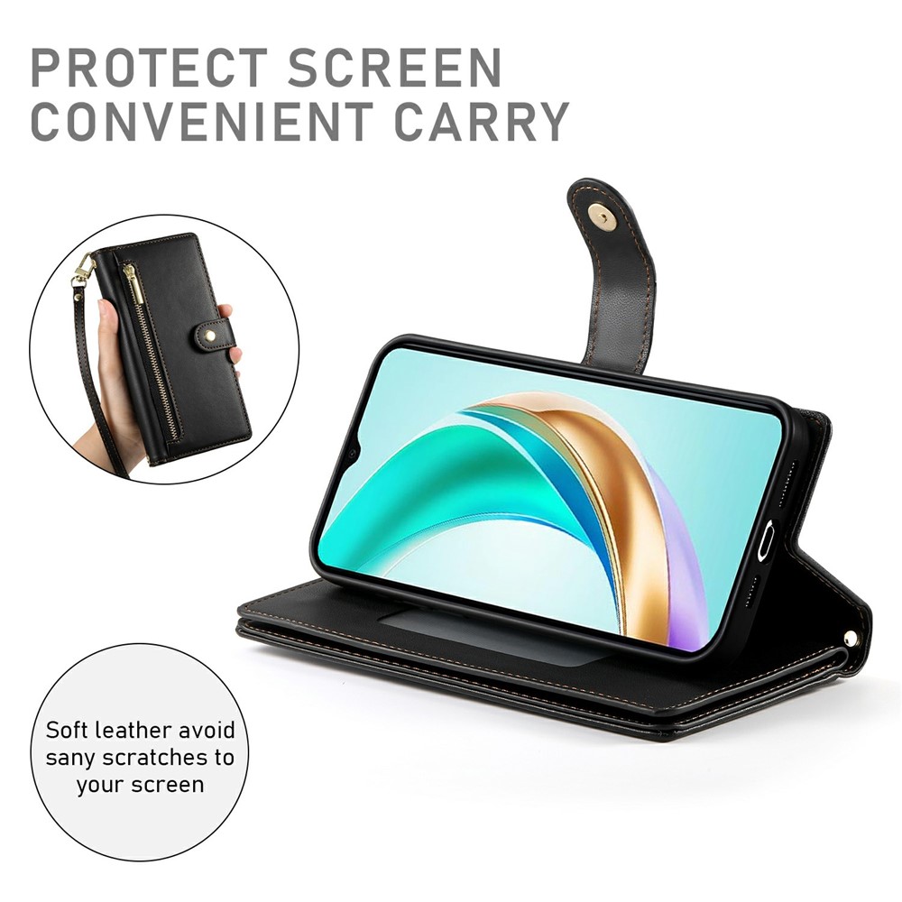  Honor 400 Lite Fodral Multifunktionellt Läder Svart - Teknikhallen.se