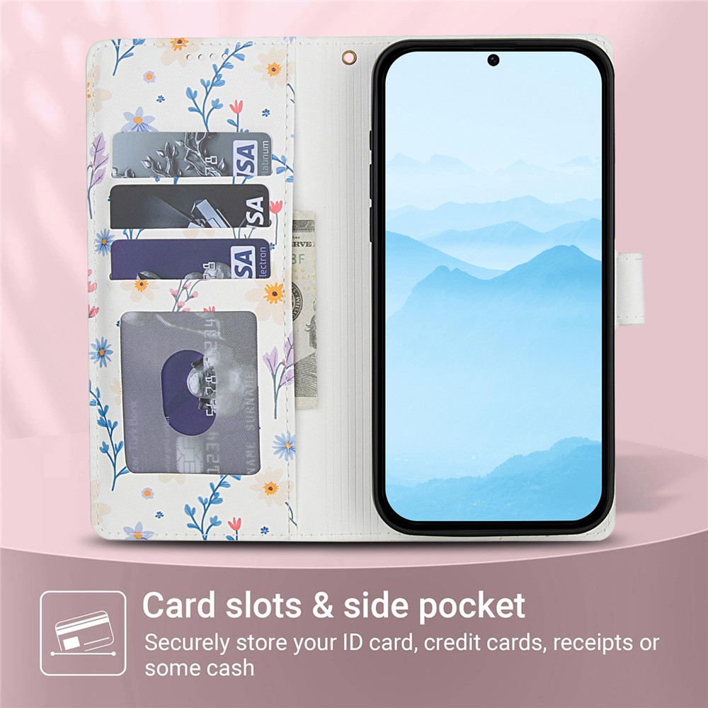  Honor 400 Lite Fodral Rhombus Läder Blommor Vit - Teknikhallen.se