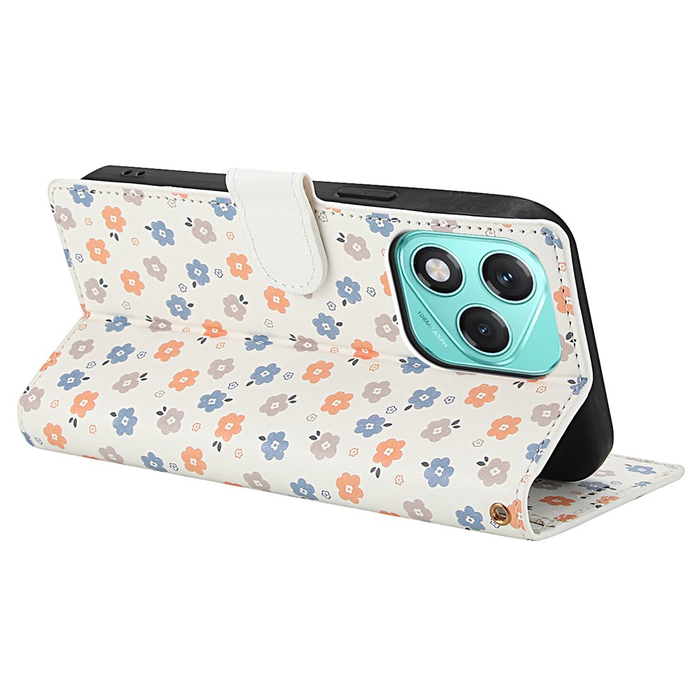  Honor 400 Lite Fodral Rhombus Läder Blommor Vit - Teknikhallen.se