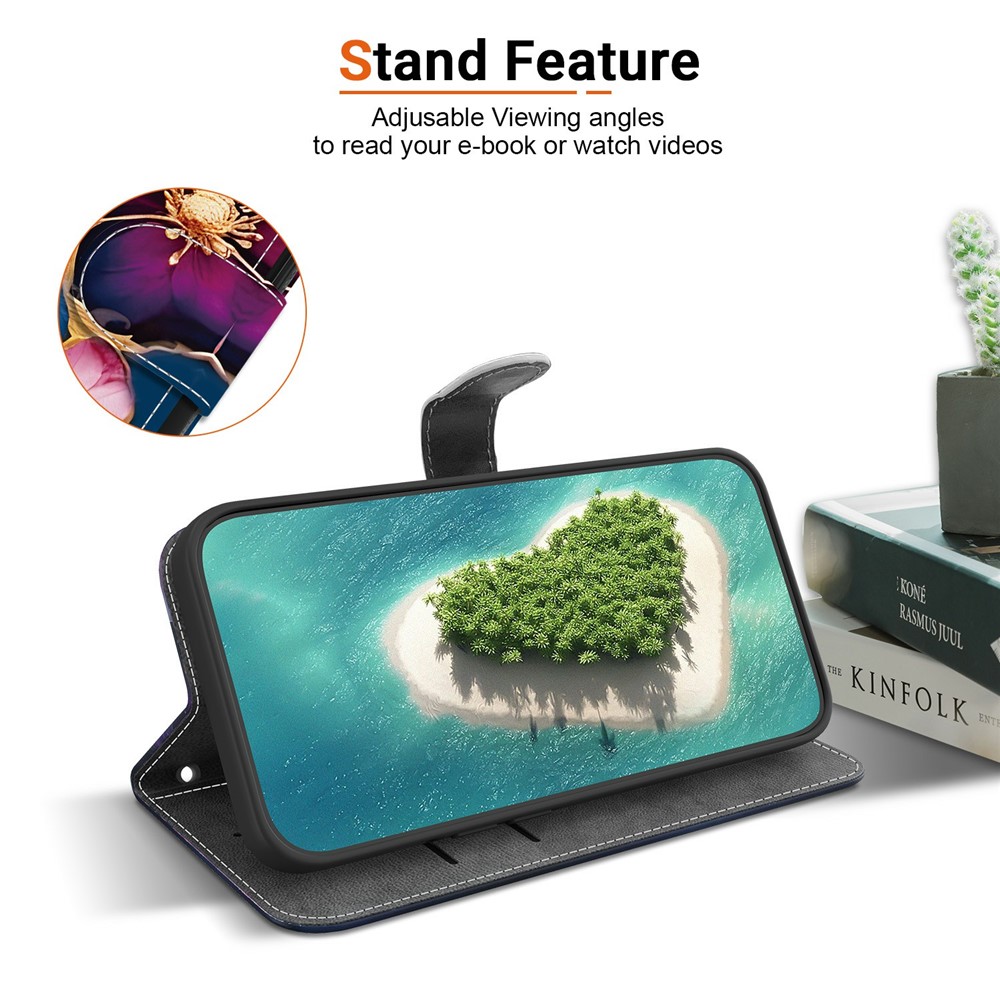  Honor 400 Smart Fodral Läder Blue Gold Flower - Teknikhallen.se