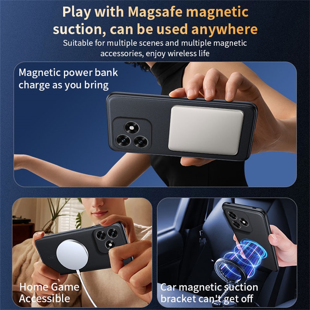  Honor X5c Plus Skal MagSafe Läder Svart - Teknikhallen.se