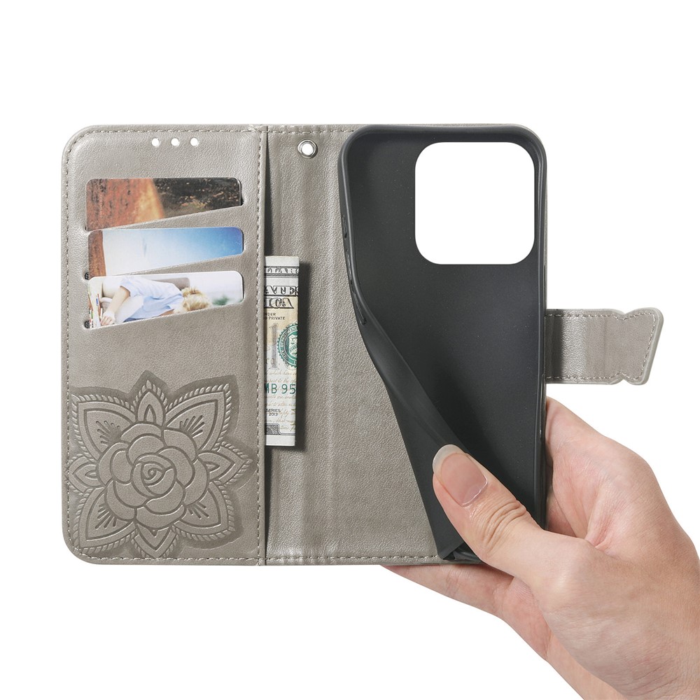  Honor 400 Smart Fodral Med Fjäril Tryck Grå - Teknikhallen.se