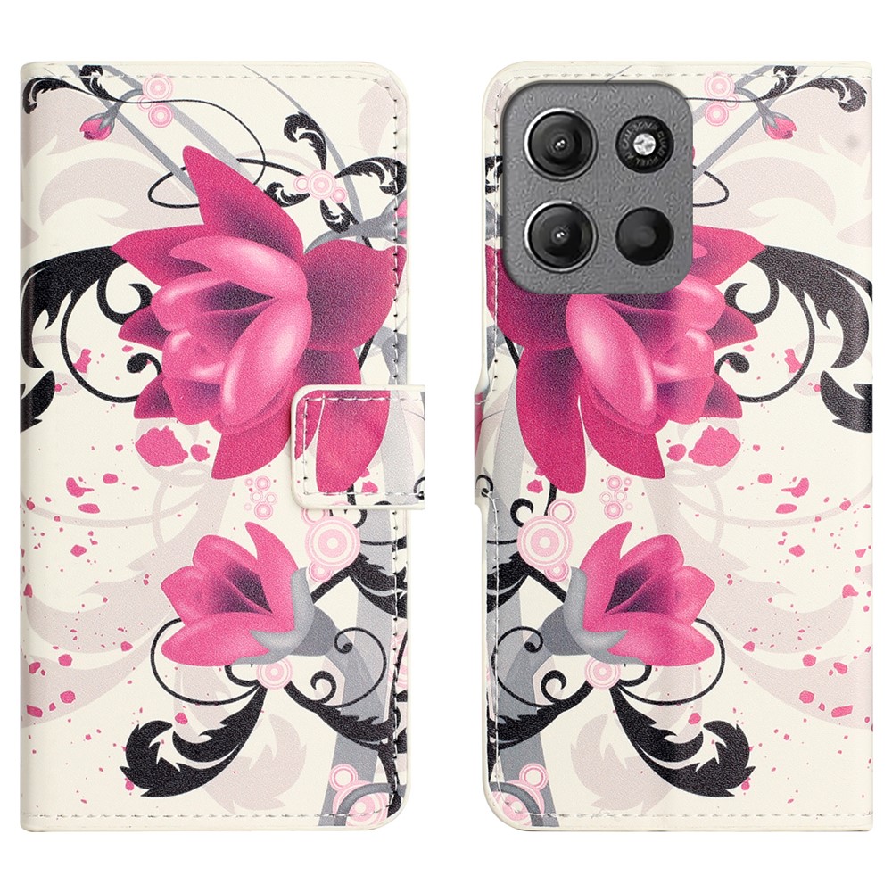  Motorola Moto G15 / G15 Power Fodral Med Tryck Lotus Blomma - Teknikhallen.se