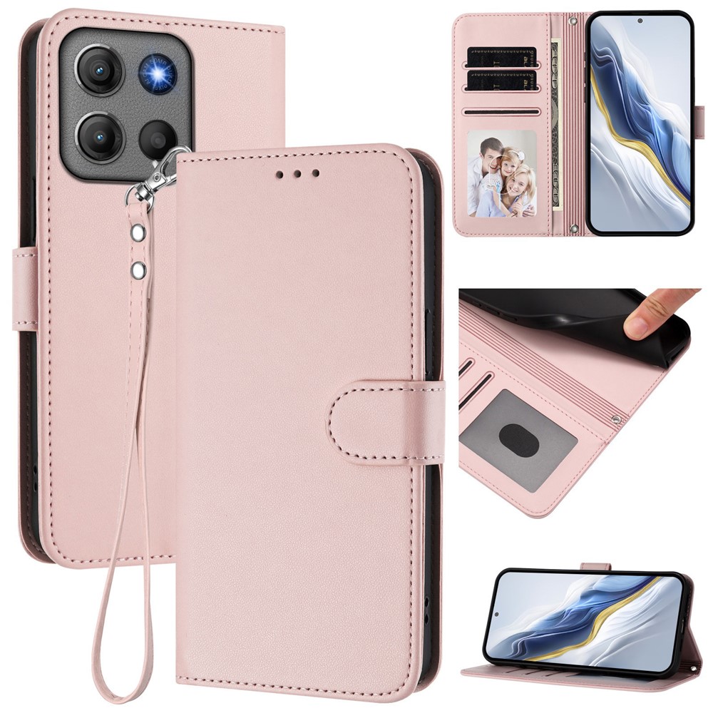  Motorola Moto G15 / G15 Power Fodral Läder Rosa - Teknikhallen.se