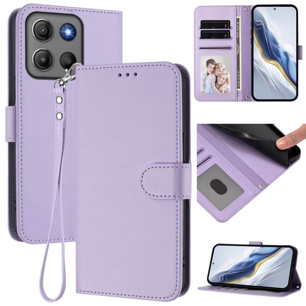  Motorola Moto G15 / G15 Power Fodral Läder Lila - Teknikhallen.se