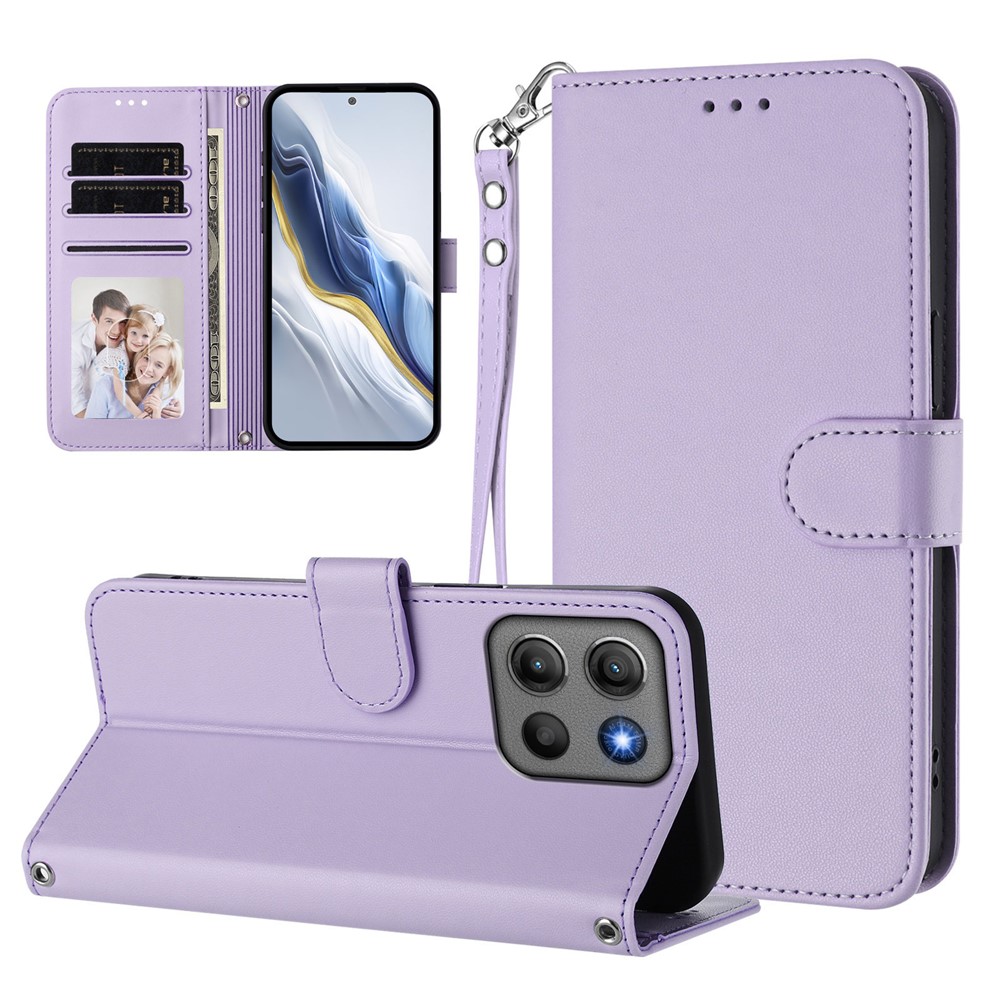  Motorola Moto G15 / G15 Power Fodral Läder Lila - Teknikhallen.se