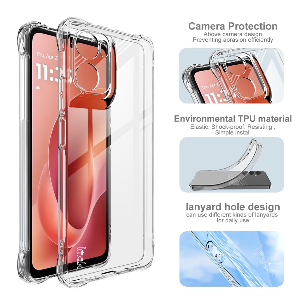 IMAK IMAK Moto G06/G06 Power Skal TPU AirBag Shockproof Transparent - Teknikhallen.se