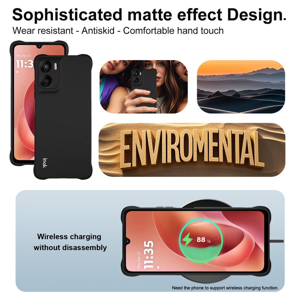 IMAK IMAK Moto G06/G06 Power Skal TPU AirBag Shockproof Svart - Teknikhallen.se