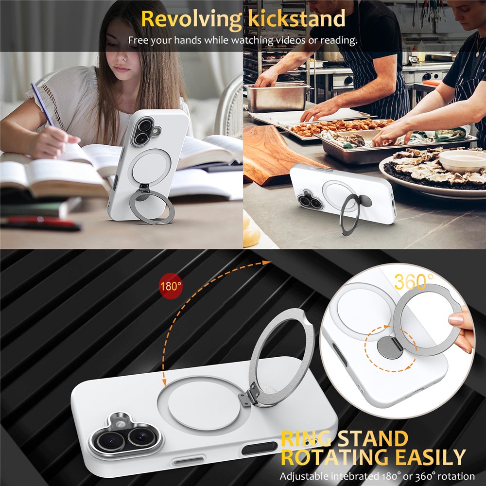  iPhone 17 Skal MagSafe Kickstand Hybrid Vit - Teknikhallen.se