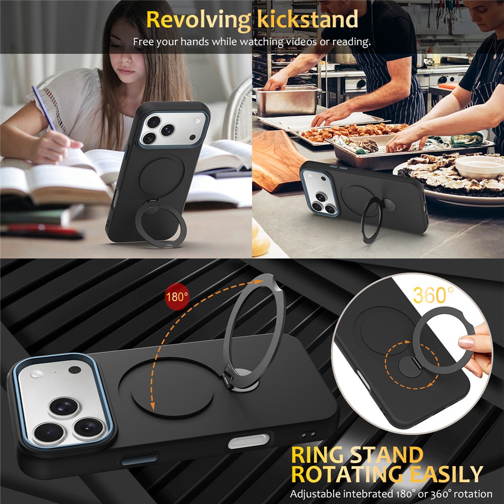  iPhone 17 Pro Max Skal MagSafe Kickstand Hybrid Svart - Teknikhallen.se