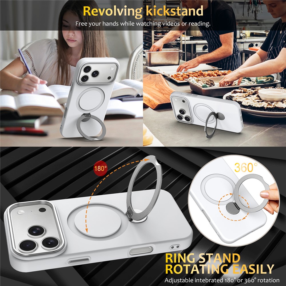  iPhone 17 Pro Max Skal MagSafe Kickstand Hybrid Vit - Teknikhallen.se