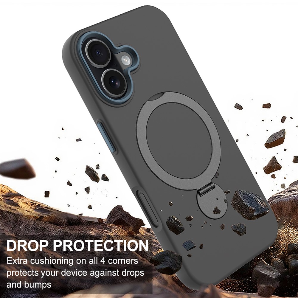  iPhone 16 Skal MagSafe Kickstand Hybrid Svart - Teknikhallen.se