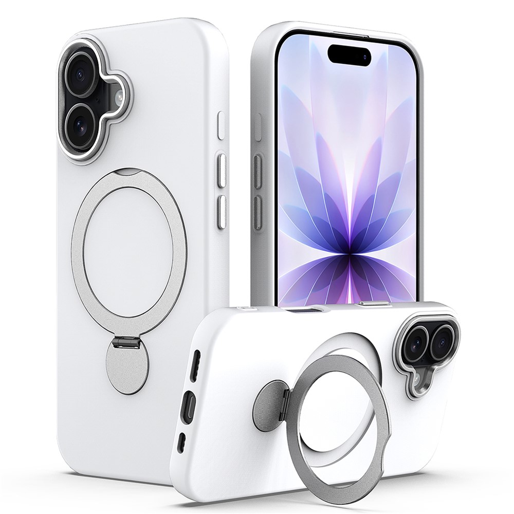  iPhone 16 Skal MagSafe Kickstand Hybrid Vit - Teknikhallen.se