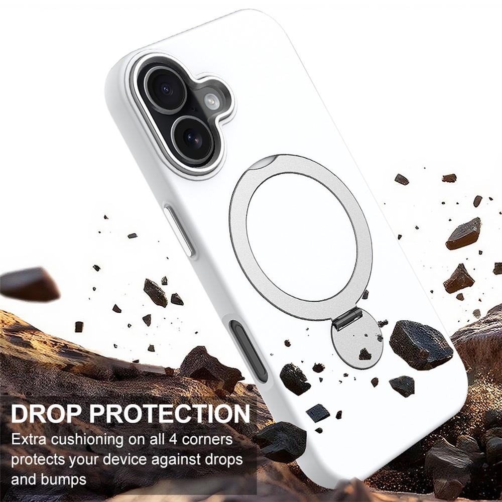  iPhone 16 Skal MagSafe Kickstand Hybrid Vit - Teknikhallen.se