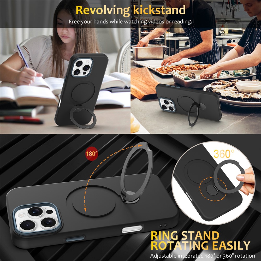  iPhone 16 Pro Skal MagSafe Kickstand Hybrid Svart - Teknikhallen.se