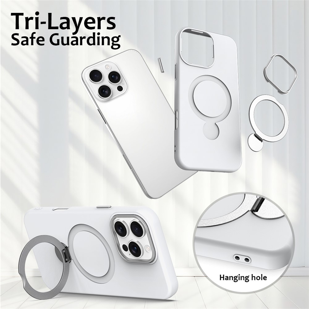  iPhone 16 Pro Skal MagSafe Kickstand Hybrid Vit - Teknikhallen.se