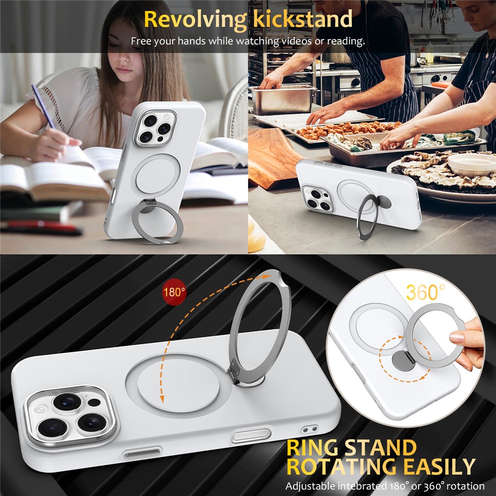  iPhone 16 Pro Max Skal MagSafe Kickstand Hybrid Vit - Teknikhallen.se