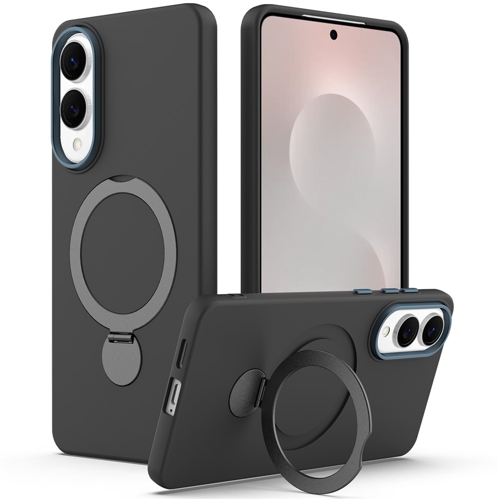 Samsung Galaxy S25 Edge Skal MagSafe Kickstand Hybrid Svart - Teknikhallen.se