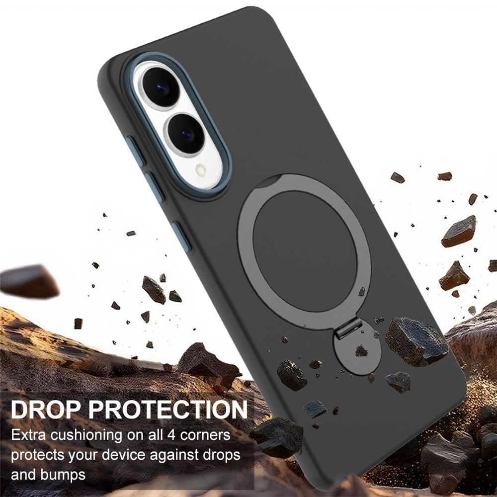  Samsung Galaxy S25 Edge Skal MagSafe Kickstand Hybrid Svart - Teknikhallen.se